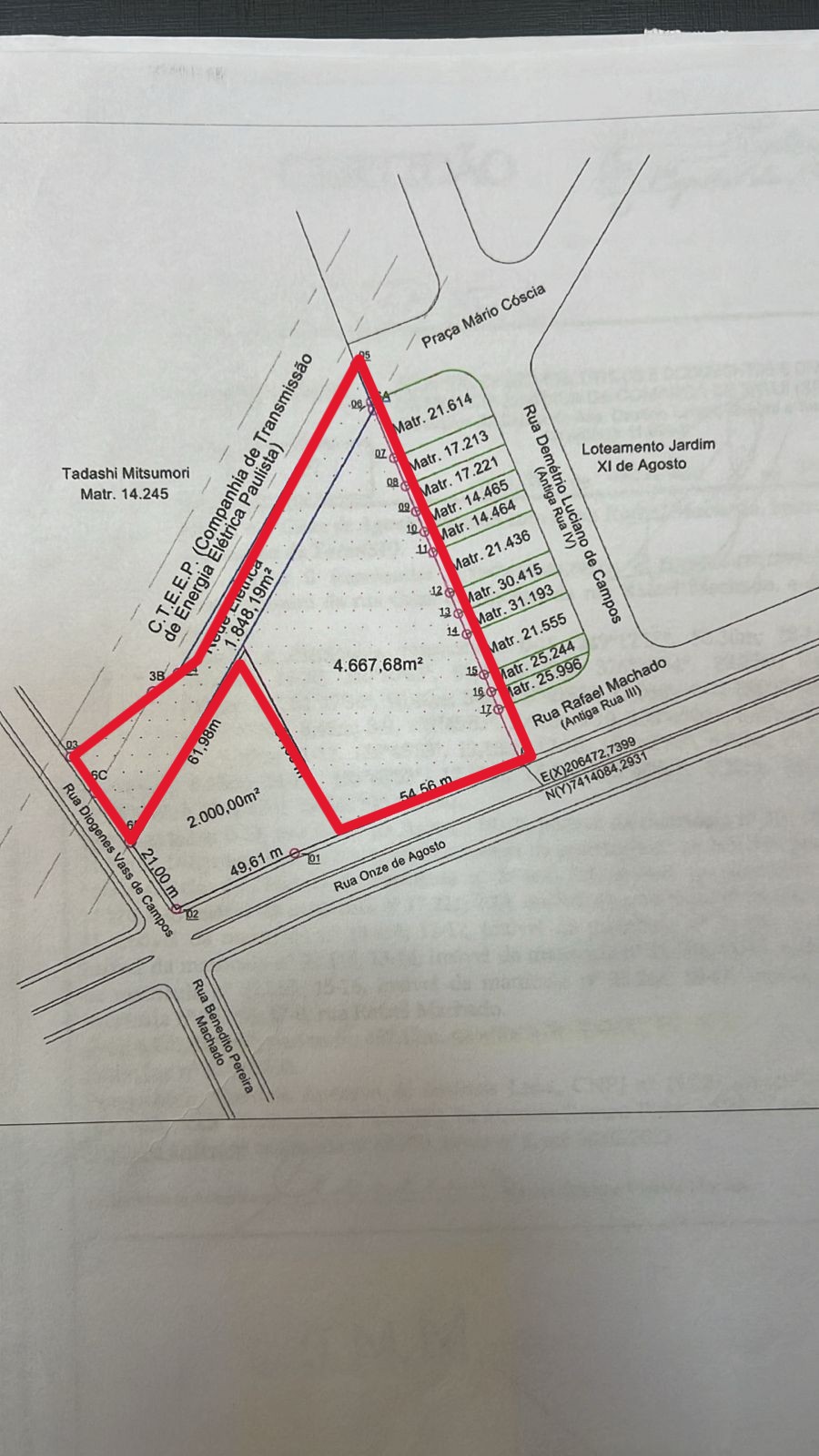 Terreno 6600m2 Terreno localizado na Rua XI de Agosto, Tatuí -SP (Centro da cidade)